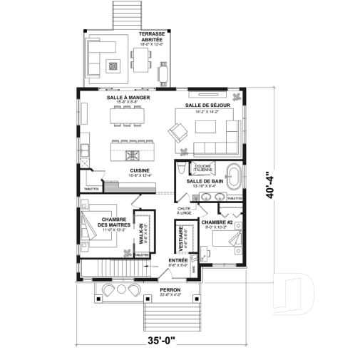 Rez-de-chaussée - Plan de maison plain-pied champêtre avec 2 à 4 chambres et 2 salons, conçu pour les grandes familles - Wellington