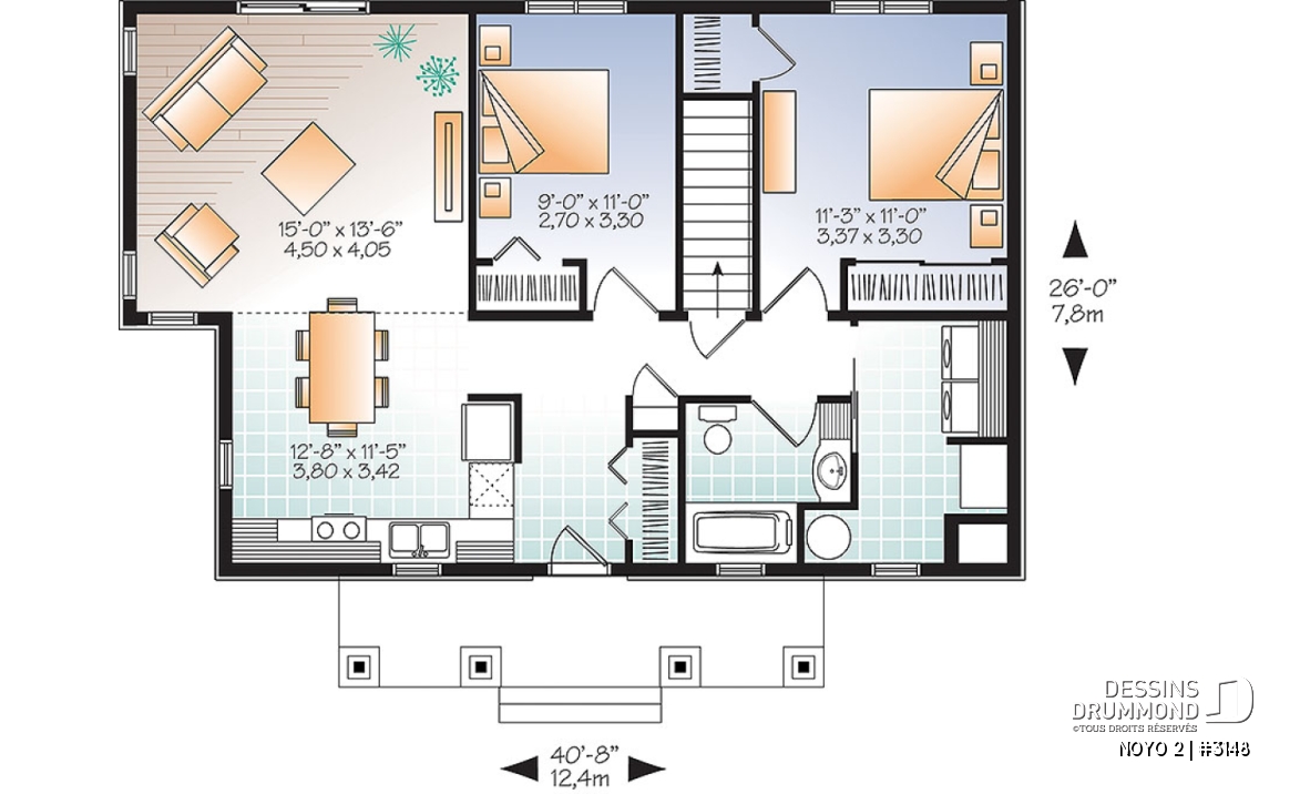 Rez-de-chaussée - Plain-pied contemporain économique à aire aire ouverte - NOYO 2