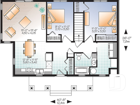 Rez-de-chaussée - Plain-pied contemporain économique à aire aire ouverte - NOYO 2
