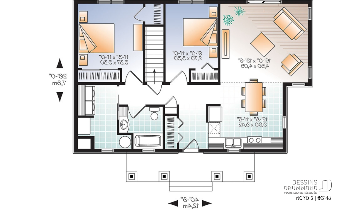 Rez-de-chaussée - Plain-pied contemporain économique à aire aire ouverte - NOYO 2