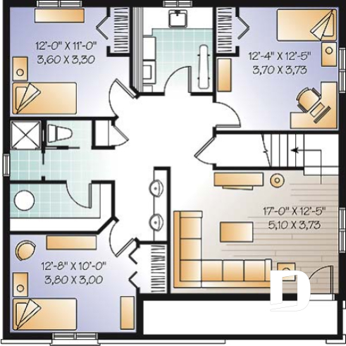 Sous-sol aménagé (Optionel $) - Plan de plain-pied 5 chambres (3 aménagées au sous-sol), 2 salons, cuisine avec îlot, vestibule, rangement - Madeira