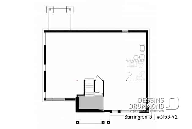 Sous-sol - Plan maison moderne 2 chambres, superbe fenestration, plafond 10' au salon, grande salle de bain, îlot cuisine - Barrington 3