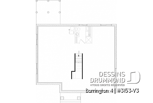 Sous-sol aménageable - Plan de maison Farmhouse, 2 à 4 chambres, sous-sol aménagé optionnel ($), 2 sdb, garde-manger, cathédral - Barrington 4