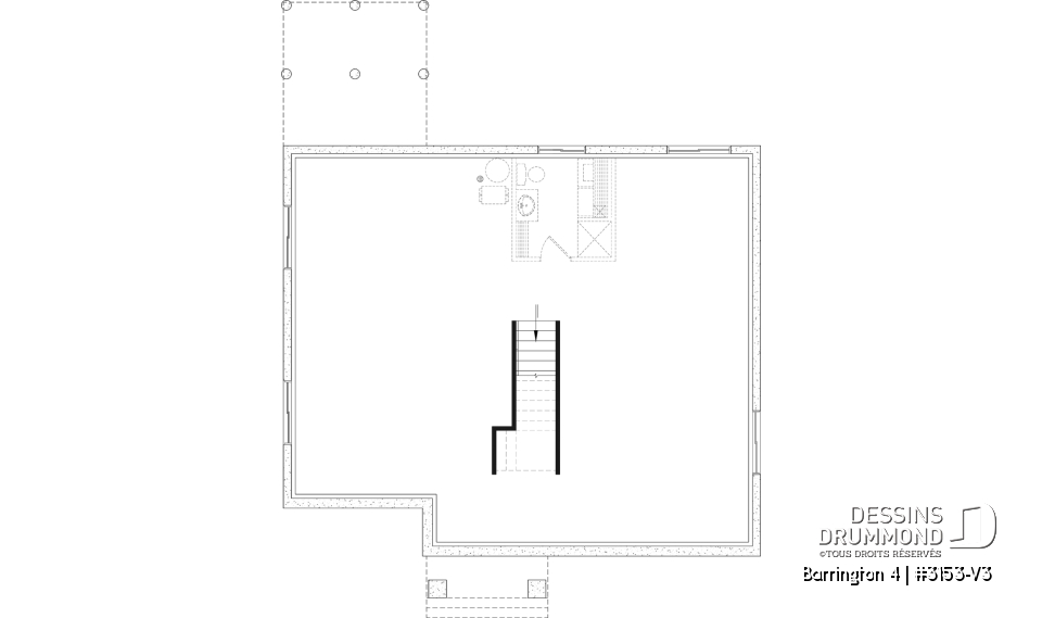 Sous-sol aménageable - 3153-V3 Plan de maison Farmhouse, 2 à 4 chambres, sous-sol aménagé optionnel ($), 2 sdb, garde-manger - Barrington 4