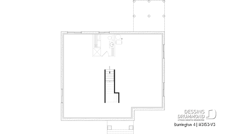 Sous-sol aménageable - 3153-V3 Plan de maison Farmhouse, 2 à 4 chambres, sous-sol aménagé optionnel ($), 2 sdb, garde-manger - Barrington 4