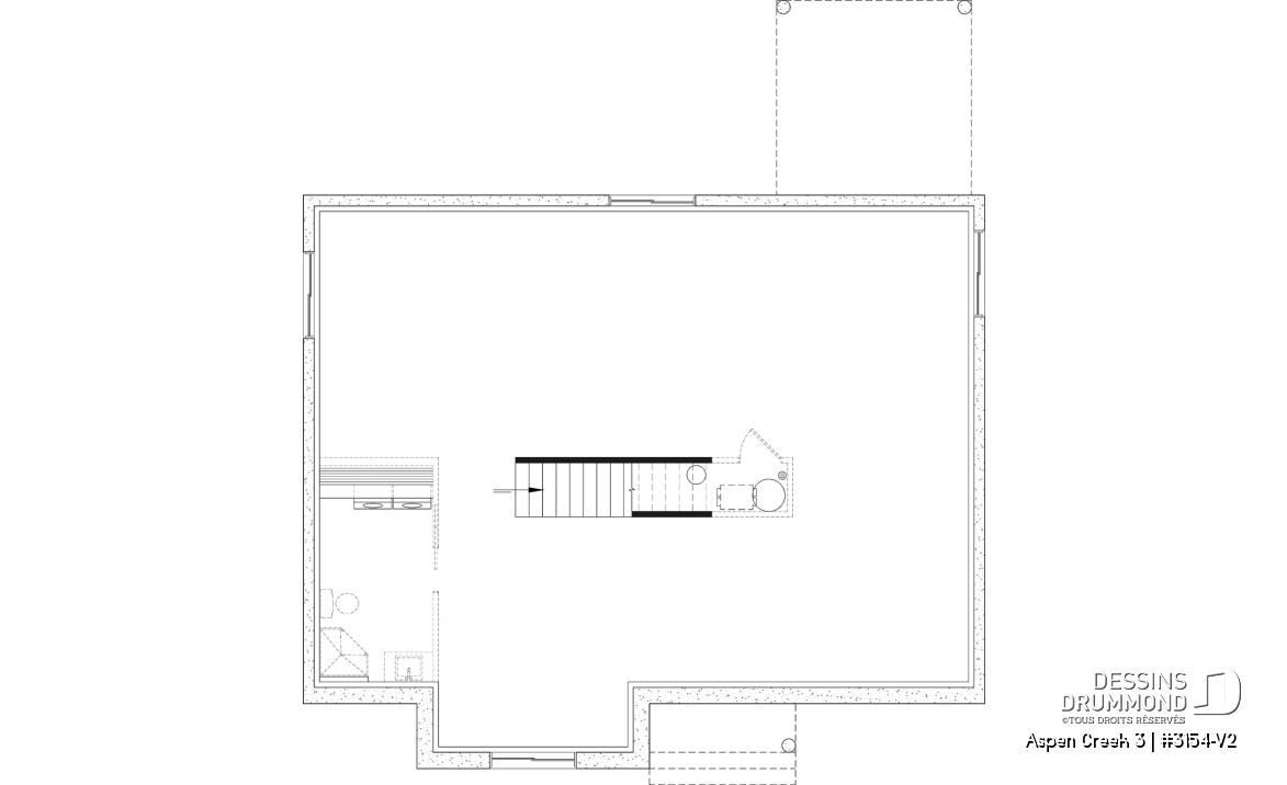 Sous-sol aménageable - Plan de maison plain-pied Farmhouse, bureau, jusqu’à 5 chambres, sous-sol aménagé optionnel ($) - Aspen Creek 3