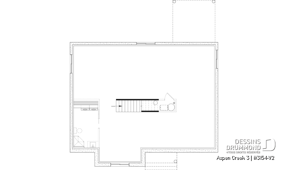 Sous-sol aménageable - Plan de maison plain-pied Farmhouse, bureau, jusqu’à 5 chambres, sous-sol aménagé optionnel ($) - Aspen Creek 3