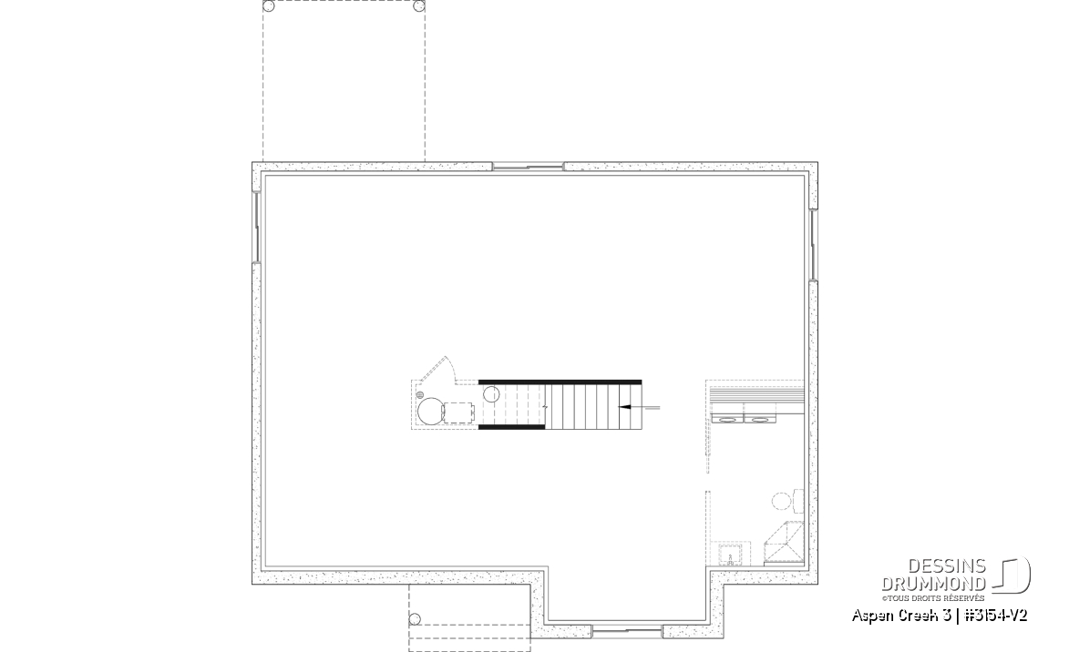 Sous-sol aménageable - Plan de maison plain-pied Farmhouse, bureau, jusqu’à 5 chambres, sous-sol aménagé optionnel ($) - Aspen Creek 3