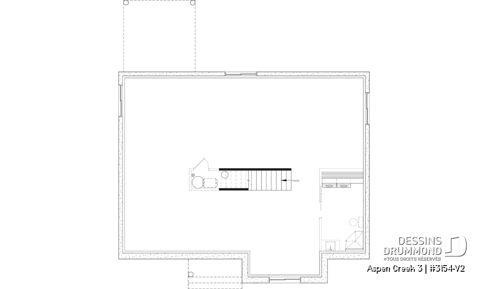 Sous-sol aménageable - Plan de maison plain-pied Farmhouse, bureau, jusqu’à 5 chambres, sous-sol aménagé optionnel ($) - Aspen Creek 3