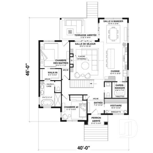Rez-de-chaussée - Plain-pied avec sous-sol aménagé optionnel ($), suite des parents au rdc, terrasse abritée, plafond cathédral - Elmwood