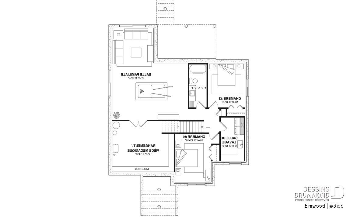 Sous-sol aménagé (Optionel $) - Plain-pied avec sous-sol aménagé optionnel ($), suite des parents au rdc, terrasse abritée, plafond cathédral - Elmwood