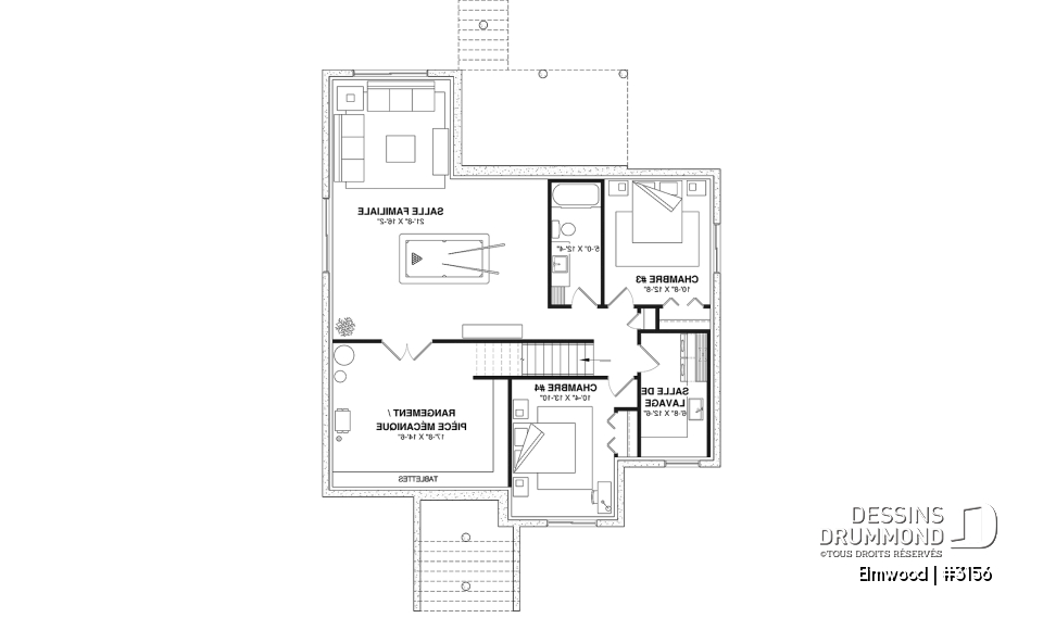 Sous-sol aménagé (Optionel $) - Plain-pied avec sous-sol aménagé optionnel ($), suite des parents au rdc, terrasse abritée, plafond cathédral - Elmwood