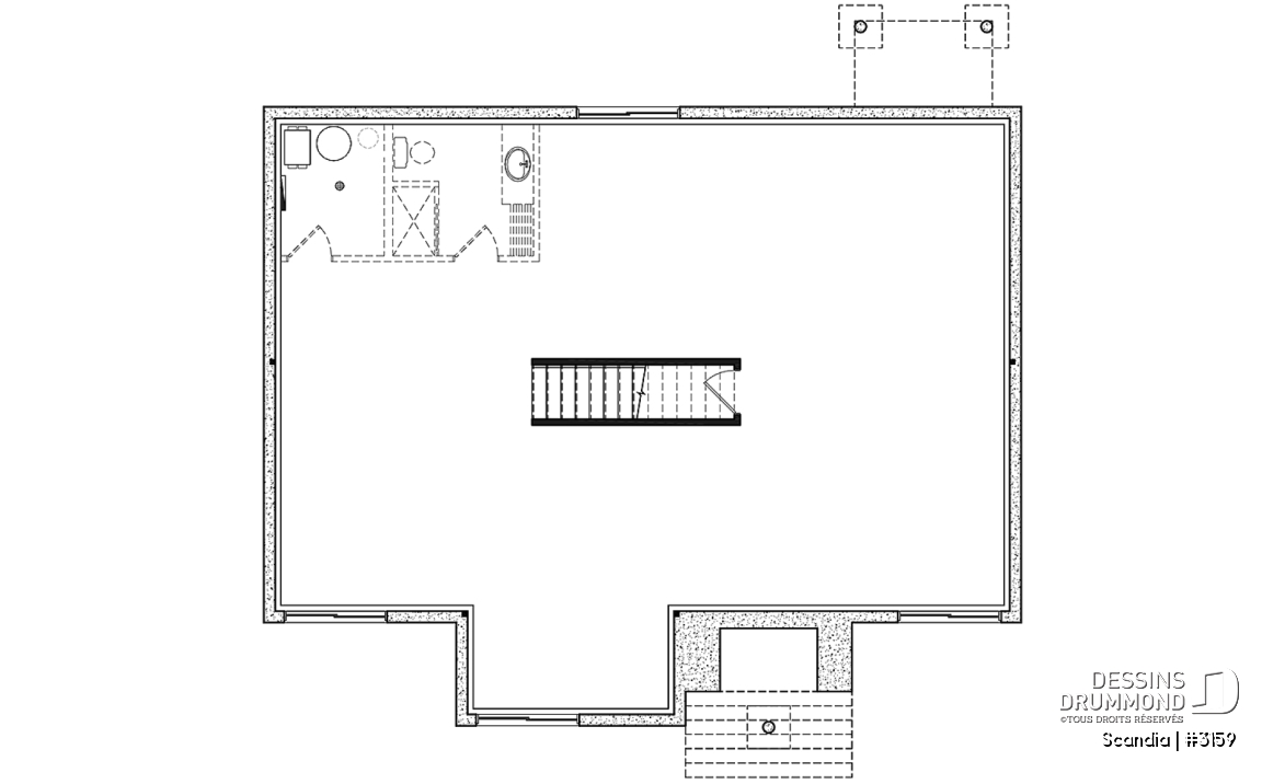 Sous-sol aménageable - Plan de plain-pied 3 chambres, cuisine avec garde-manger, vestiaire d'entrée, salle de lavage au premier - Scandia