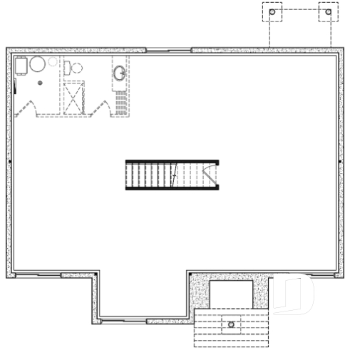 Sous-sol aménageable - Plan de plain-pied 3 chambres, cuisine avec garde-manger, vestiaire d'entrée, salle de lavage au premier - Scandia