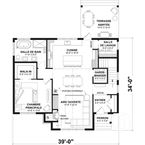 Rez-de-chaussée - Plain-pied de style américain BOSTON – plafonds 10’, foyer chaleureux et sous-sol modulable - Boston
