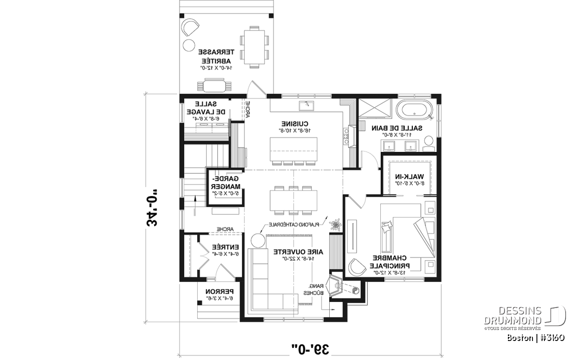 Rez-de-chaussée - Plain-pied de style américain BOSTON – plafonds 10’, foyer chaleureux et sous-sol modulable - Boston