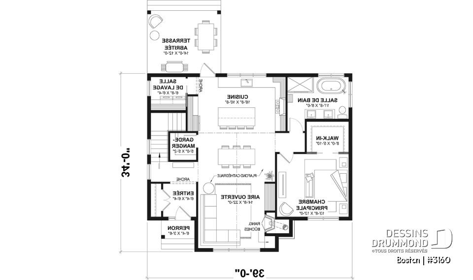 Rez-de-chaussée - Plain-pied de style américain BOSTON – plafonds 10’, foyer chaleureux et sous-sol modulable - Boston