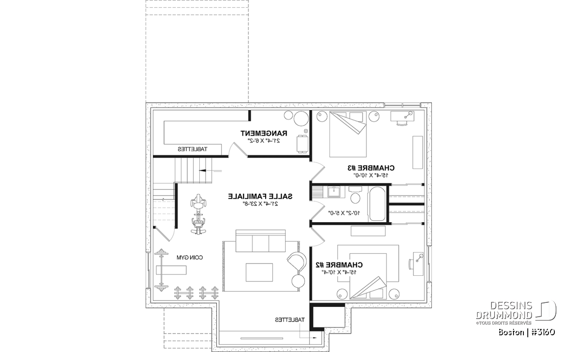 Sous-sol aménagé (Optionel $) - Plain-pied de style américain BOSTON – plafonds 10’, foyer chaleureux et sous-sol modulable - Boston