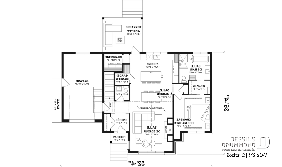 Rez-de-chaussée - Plan de plain-pied haut de gamme avec garage, possibilité de 4 chambres, plafond cathédral et suite parentale - Boston 2