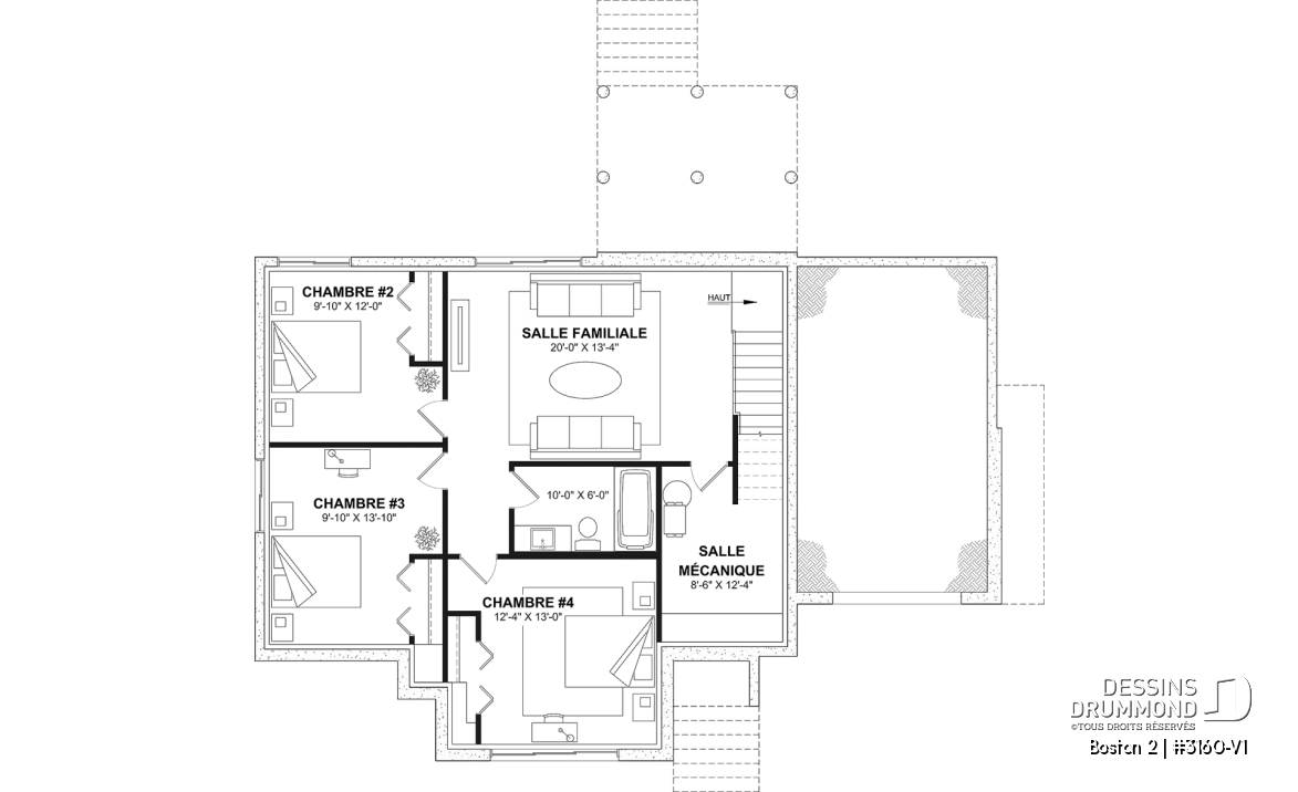 Sous-sol aménagé (Optionel $) - Plan de plain-pied haut de gamme avec garage, possibilité de 4 chambres, plafond cathédral et suite parentale - Boston 2
