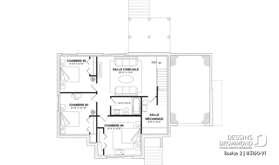 Sous-sol aménagé (Optionel $) - Plan de plain-pied haut de gamme avec garage, possibilité de 4 chambres, plafond cathédral et suite parentale - Boston 2