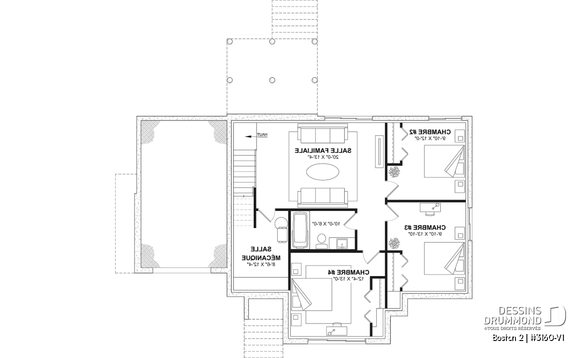 Sous-sol aménagé (Optionel $) - Plan de plain-pied haut de gamme avec garage, possibilité de 4 chambres, plafond cathédral et suite parentale - Boston 2