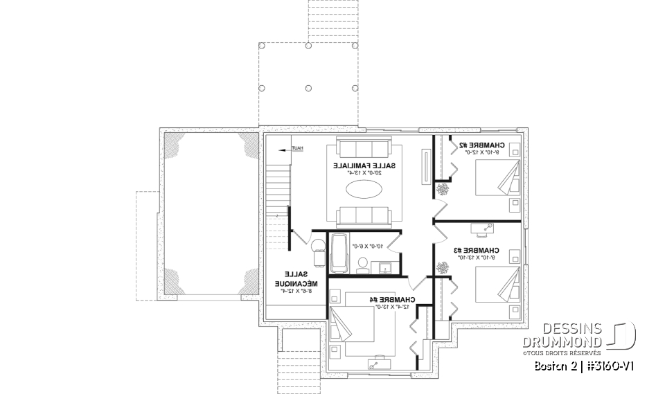 Sous-sol aménagé (Optionel $) - Plan de plain-pied haut de gamme avec garage, possibilité de 4 chambres, plafond cathédral et suite parentale - Boston 2