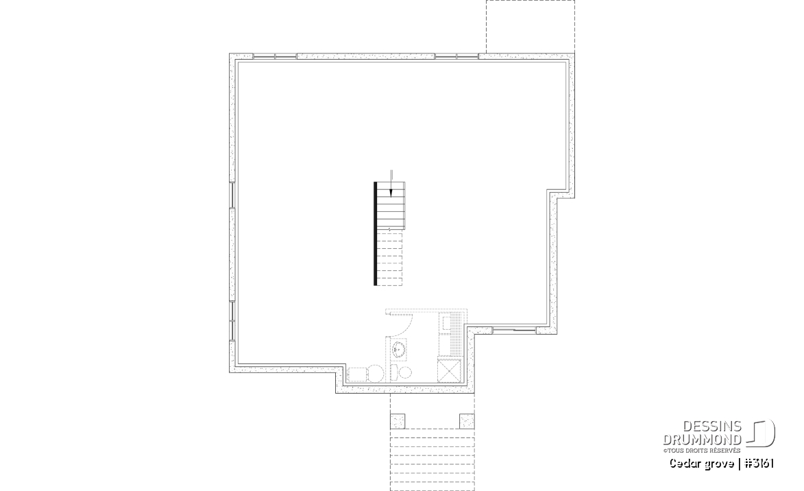 Sous-sol aménageable - Modèle de maison plain-pied, sous-sol aménagé optionnel ($), 2 à 4 chambres, bureau, garde-manger, vestiaire - Cedar grove