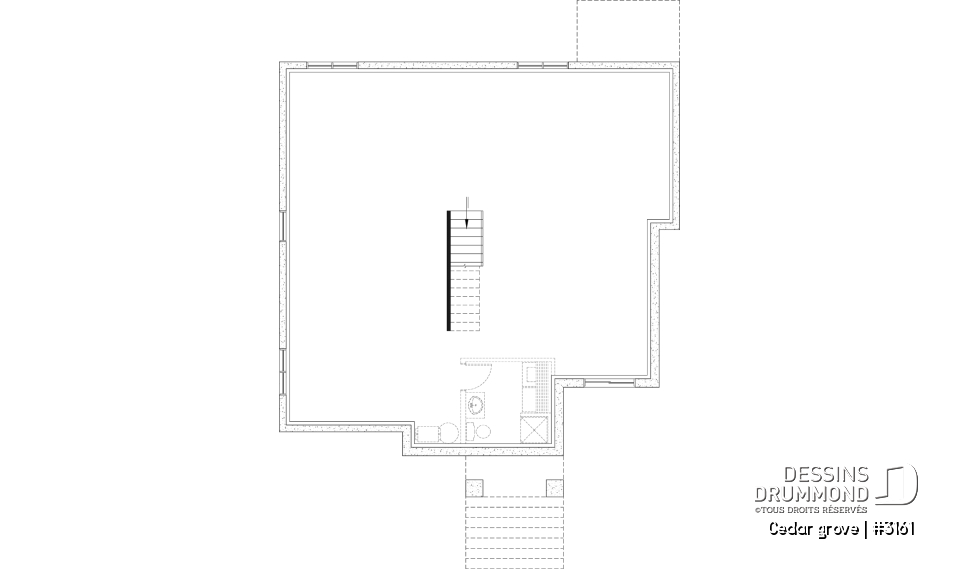 Sous-sol aménageable - Modèle de maison plain-pied, sous-sol aménagé optionnel ($), 2 à 4 chambres, bureau, garde-manger, vestiaire - Cedar grove
