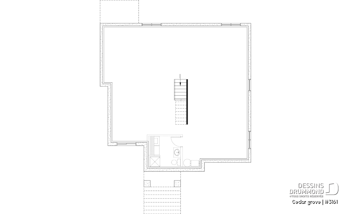 Sous-sol aménageable - Modèle de maison plain-pied, sous-sol aménagé optionnel ($), 2 à 4 chambres, bureau, garde-manger, vestiaire - Cedar grove