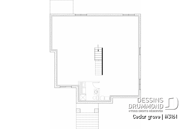 Sous-sol aménageable du plan de maison unifamiliale 3161 Sous-sol aménageable - Modèle de maison plain-pied, sous-sol aménagé optionnel ($), 2 à 4 chambres, bureau, garde-manger, vestiaire - Cedar grove