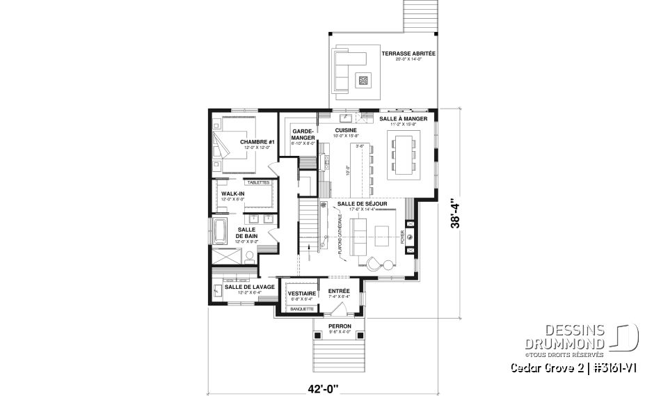 Rez-de-chaussée - Maison farmhouse compacte à aire ouverte, plafond cathédral et sous-sol aménagé optionnel - Cedar Grove 2