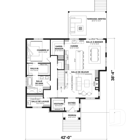 Rez-de-chaussée - Maison farmhouse compacte à aire ouverte, plafond cathédral et sous-sol aménagé optionnel - Cedar Grove 2