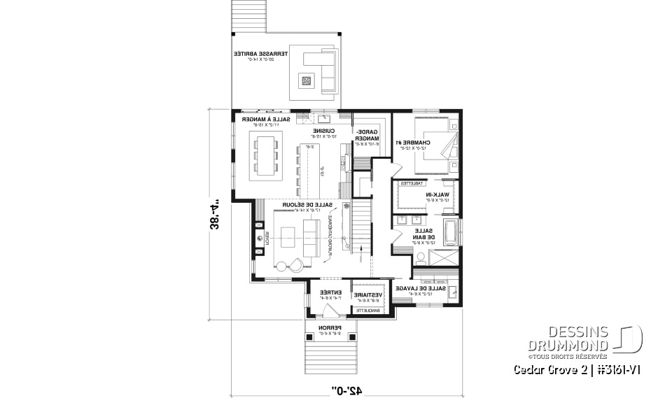 Rez-de-chaussée - Maison farmhouse compacte à aire ouverte, plafond cathédral et sous-sol aménagé optionnel - Cedar Grove 2