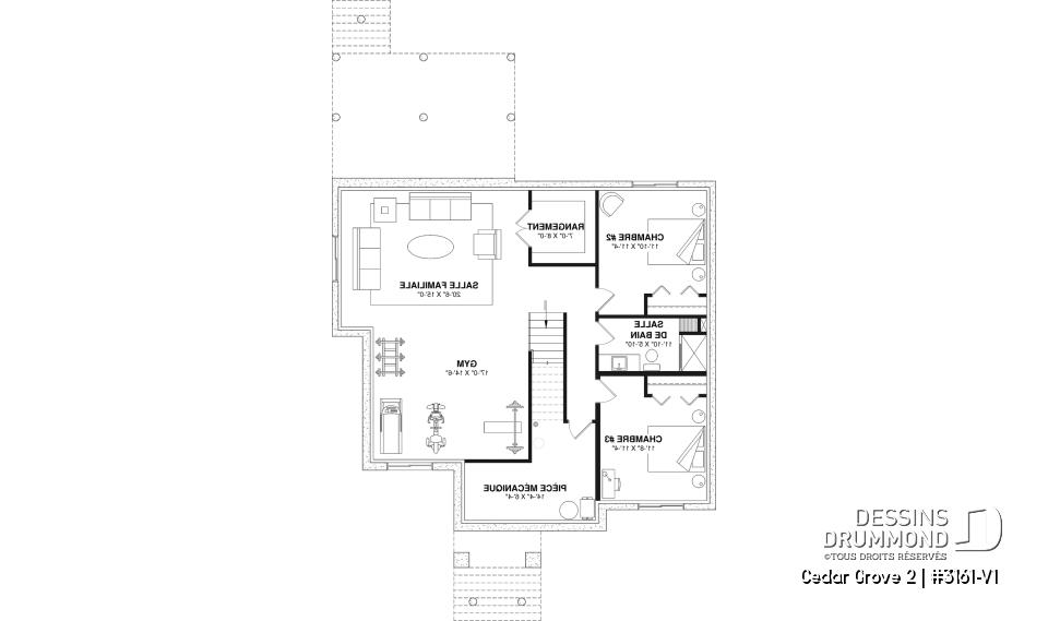 Sous-sol aménagé (Optionel $) - Maison farmhouse compacte à aire ouverte, plafond cathédral et sous-sol aménagé optionnel - Cedar Grove 2