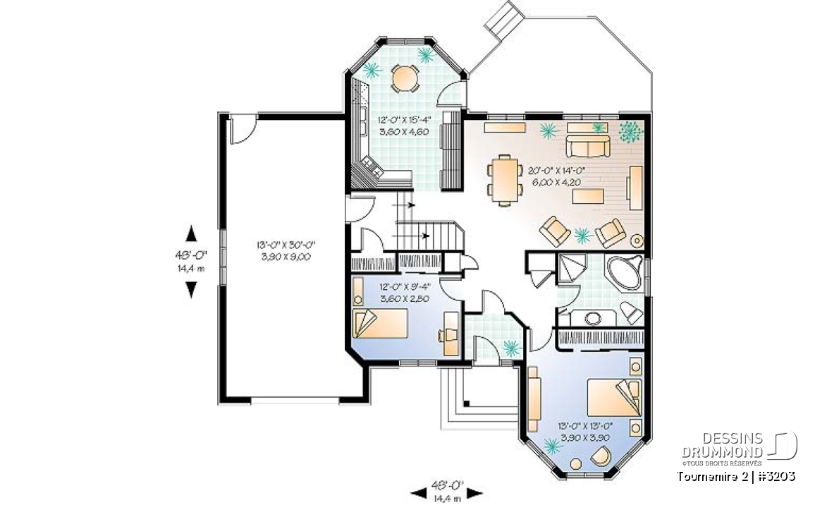 Rez-de-chaussée - Bungalow victorien de 2 ch.offrant porte française entre séjour et salle à manger - Tournemire 2