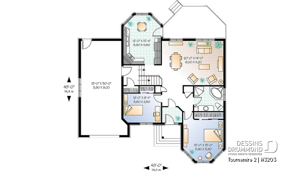 Rez-de-chaussée - Bungalow victorien de 2 ch.offrant porte française entre séjour et salle à manger - Tournemire 2