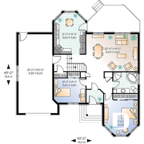 Rez-de-chaussée - Bungalow victorien de 2 ch.offrant porte française entre séjour et salle à manger - Tournemire 2