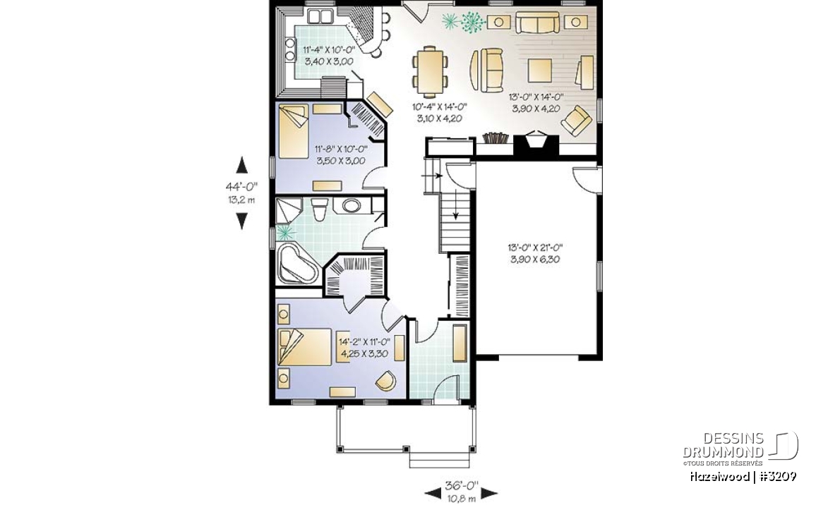 Rez-de-chaussée - Modèle 1 étage avec garage, vestibule, 2 chambres, cuisine, salle à dîner et salon à l'arrière, foyer - Hazelwood