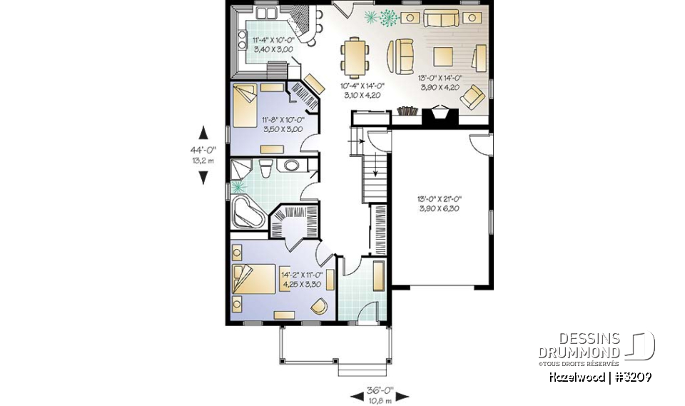 Rez-de-chaussée - Modèle 1 étage avec garage, vestibule, 2 chambres, cuisine, salle à dîner et salon à l'arrière, foyer - Hazelwood
