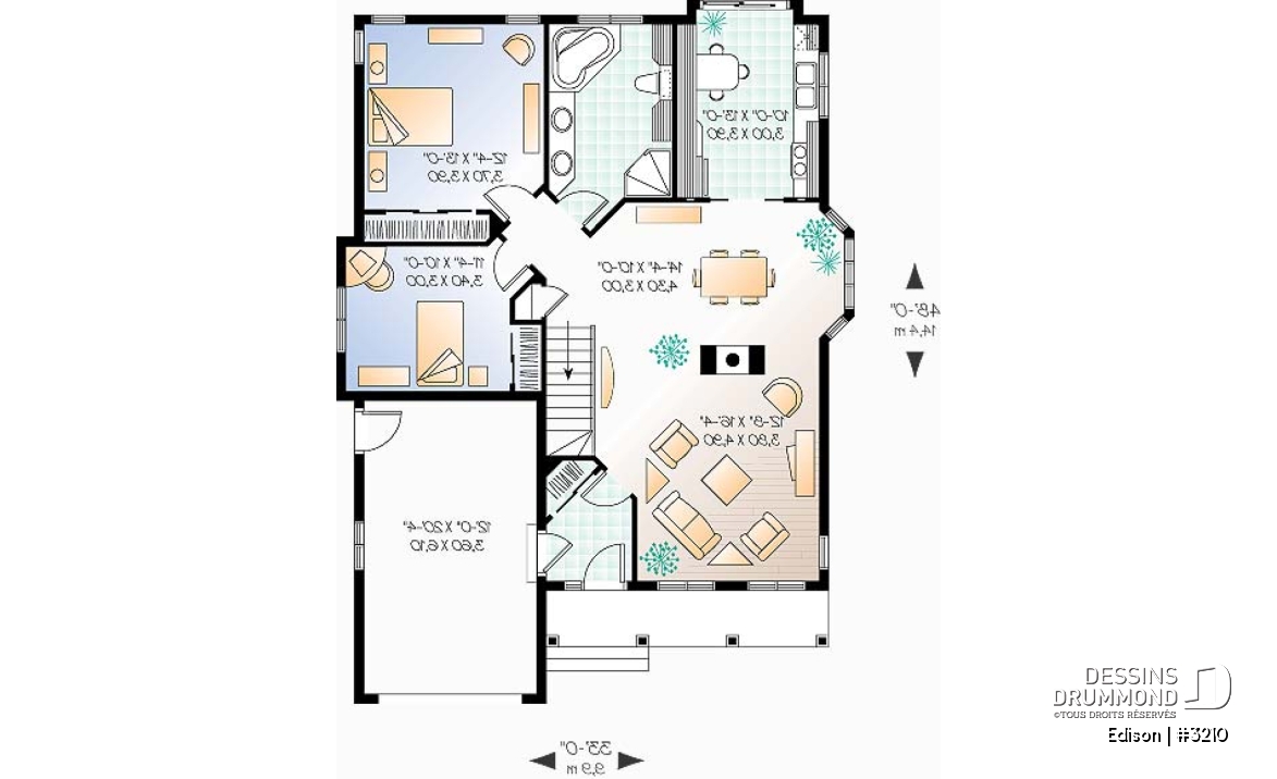 Rez-de-chaussée - Bungalow abordable, 2 chambres, galerie avant abritée, aire ouverte - Edison