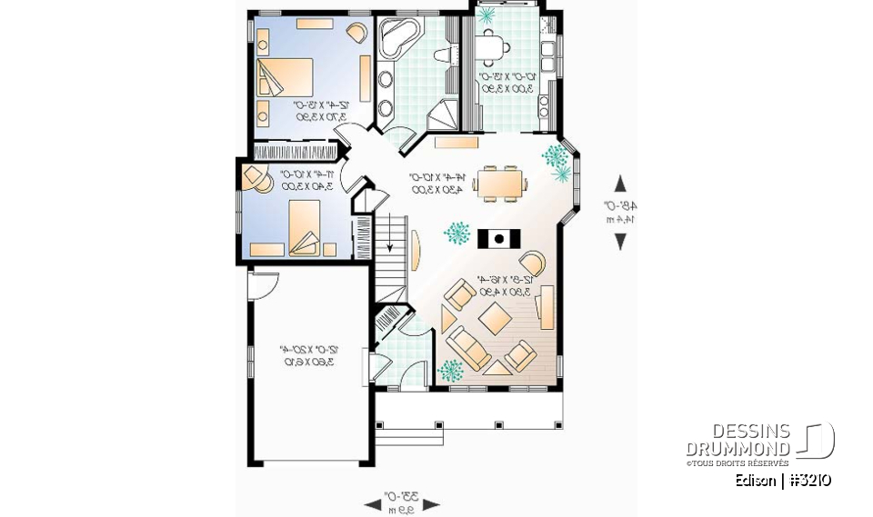 Rez-de-chaussée - Bungalow abordable, 2 chambres, galerie avant abritée, aire ouverte - Edison