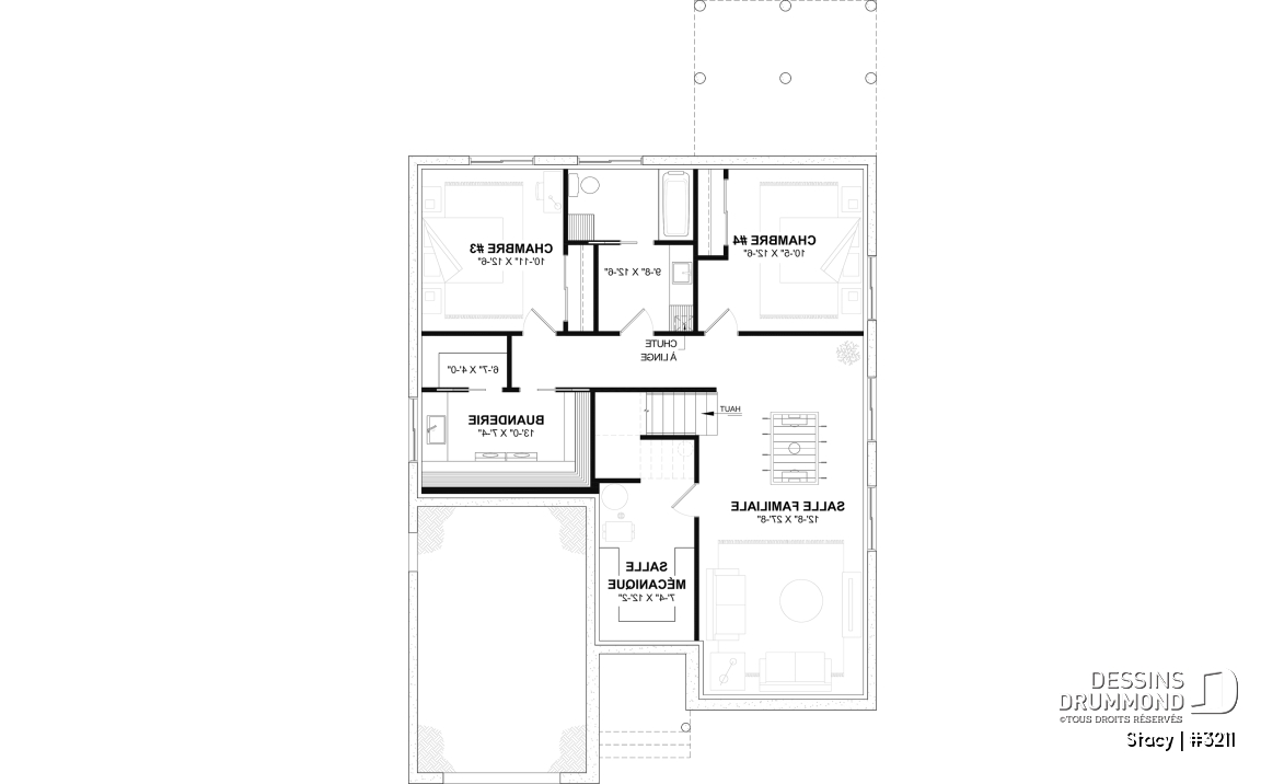 Sous-sol aménagé (Optionel $) - Plan de plain-pied avec garage et 2 chambres au rez-de-chaussée, sous-sol aménagé optionnel - Stacy