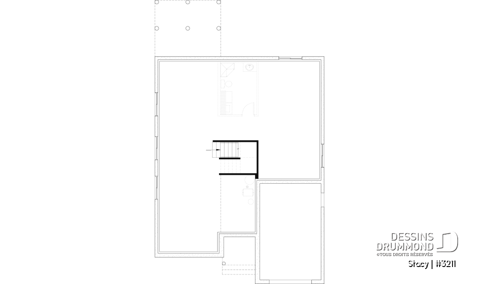 Sous-sol aménageable - Modèle de maison plain-pied champêtre avec garage simple, plafond cathédral et aire ouverte lumineuse - Stacy