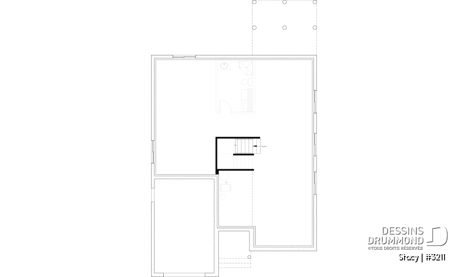 Sous-sol aménageable - Modèle de maison plain-pied champêtre avec garage simple, plafond cathédral et aire ouverte lumineuse - Stacy