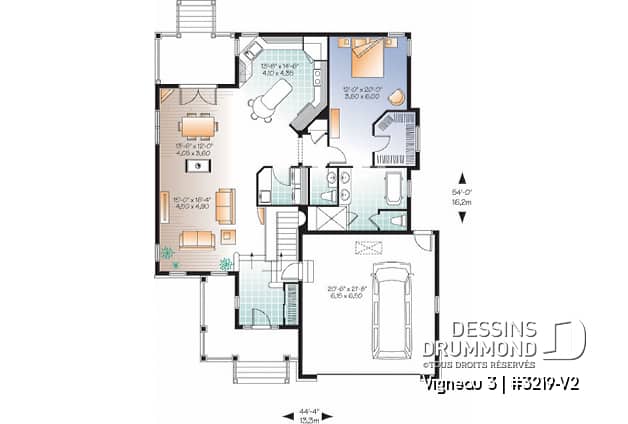 Rez-de-chaussée - Plan de plain-pied 3 chambres, garage double, 2 salons, buanderie au premier, superbe chambre des parents - Vigneau 3
