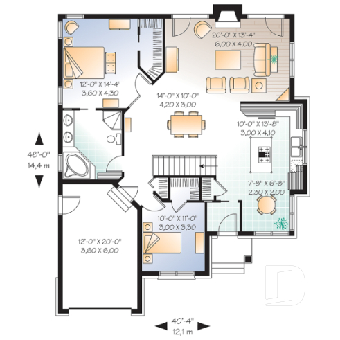 Rez-de-chaussée - Plan de plain-pied, 2 chambres, superbe salle familiale avec foyer et 2 portes doubles, coin déjeuner, garage - Camrose