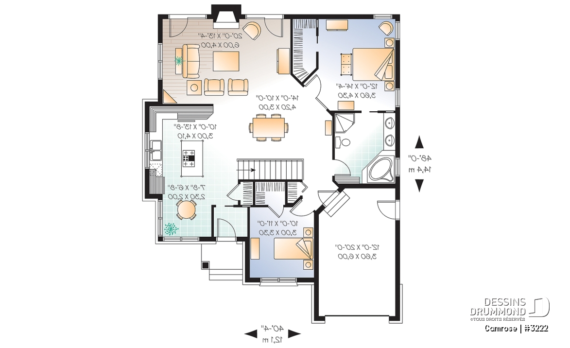 Rez-de-chaussée - Plan de plain-pied, 2 chambres, superbe salle familiale avec foyer et 2 portes doubles, coin déjeuner, garage - Camrose