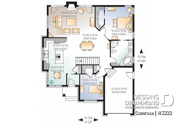 Rez-de-chaussée - Plan de plain-pied, 2 chambres, superbe salle familiale avec foyer et 2 portes doubles, coin déjeuner, garage - Camrose