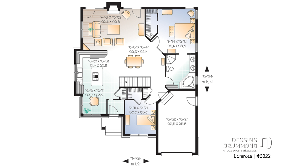 Rez-de-chaussée - Plan de plain-pied, 2 chambres, superbe salle familiale avec foyer et 2 portes doubles, coin déjeuner, garage - Camrose